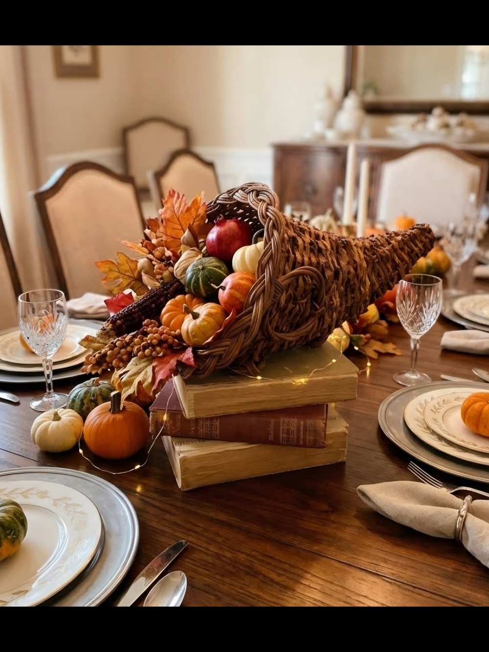 NATURAL HANDWOVEN CORNUCOPIA BASKET